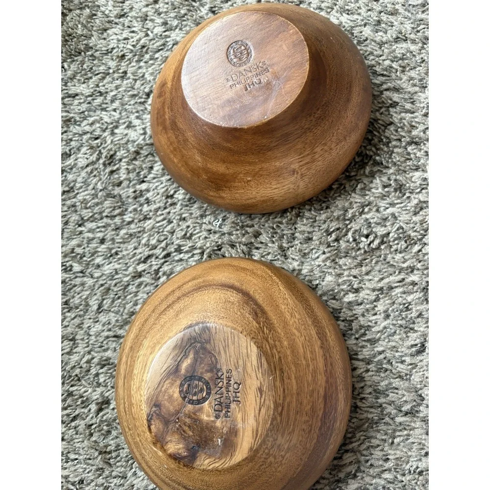Dansk 2-Piece Wooden Bowl Set Round Brown Wood Grain Smooth Finish Philippines